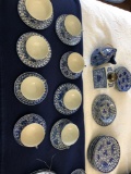 Japanese Blue china approximately 44 total pieces