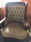 Ornate chair, wood frame upholstery