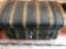 Vintage trunk 28 in. x 18 in. x 18 in., leather bindings