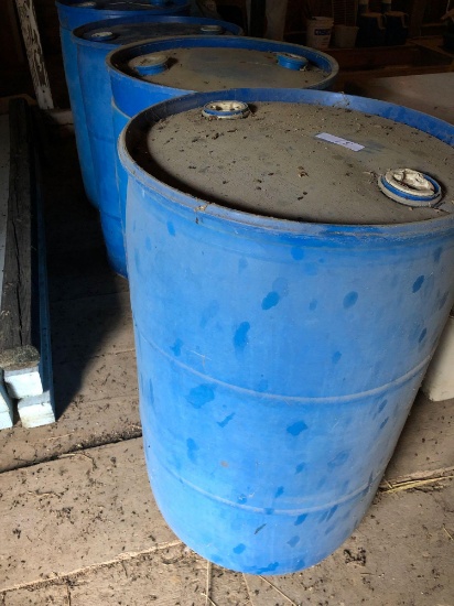 4 plastic barrels