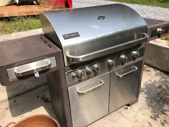 Charmglow Gas grill 5 burner grill, side burner, gas tank included, drawers and storage