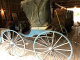 Original condition Doctors Buggy, folding top, manufacturer unknown, shafts included, wooden spoke w