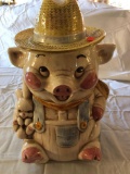 Porcelain pig cookie jar