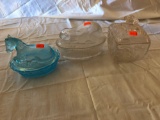 3 glass candy jars