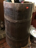 Vintage wooden butter churn bottom, contents included, 26 inches tall