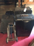 4 large suitcases, metal foldable shopping cart