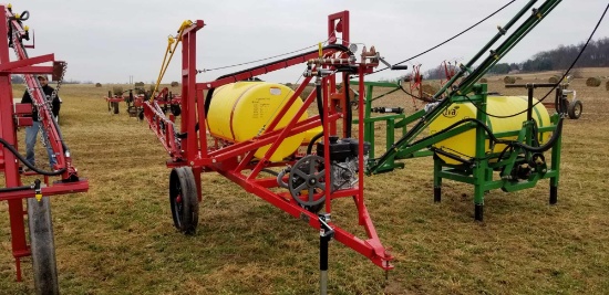 New- Fisher sprayer, 26 ft. Single boom w/ Robin engine, high pressure blue floww pump