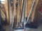 Miscellaneous hand tools, scrapers, rakes, forks, edgers, post hole diggers and ditch shovels