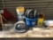 Tote with wheels and buckets and rebar