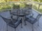 Metal patio table and four chairs as one set