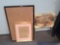 Picture frames and 2 serving trays on stands