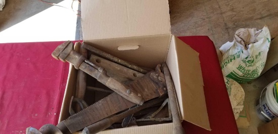 Early tools, monkey weench hand saw and more