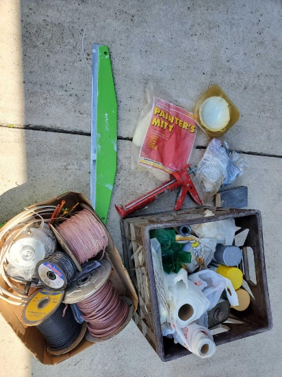 Wire, caulking gun, paints
