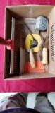 2-box lot hand tools, tape measures, masonry tools