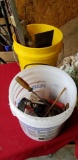 2 buckets tools, masonry and construction hand tools