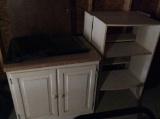 White painted cabinets and shelves