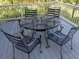 Metal patio table and four chairs as one set