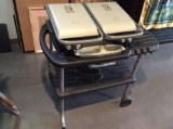 Double George Forman grill on cart