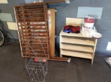 Crib and stackable shelves and tennis ball carrier