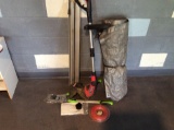 Tarp, string trimmer and pruner