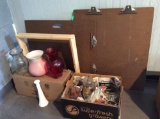 Large clip boards, misc. vases and glassware