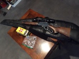 30-30 Marlin rifle with scope and extra bullets including gun case