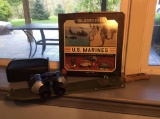 Binoculars and 18 in machete and 4 military toys