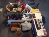 Christmas decorations, lights, air purifier and baskets, solar lights and weights