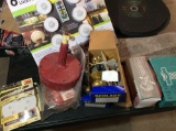 LED puck lights, sewer snake, sandpaper and door latches and registers