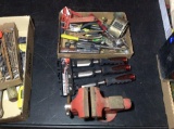 3 1/2 inch vice, new chisels and miscellaneous tools