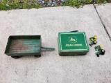 JD metal lunch box, wagon and small tractors