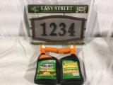 Easy street Address plaque with numbers and spectracide weed stop for lawns plus crabgrass killer