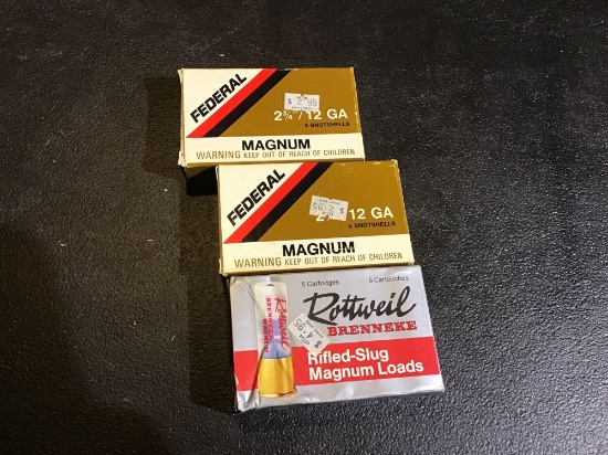 12 gauge two and three-quarter inch slugs