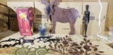 Metal moose, and other metal figurines
