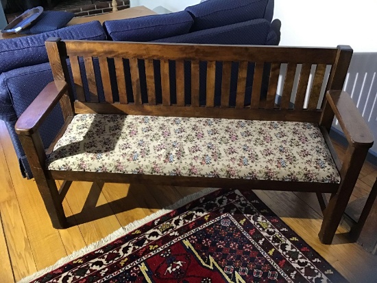 Antique wooden pool hall bench