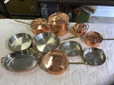 Copper coated cookware set with brass handles