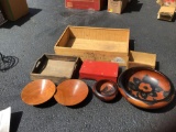 Wood and metal trays and boxes