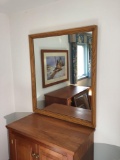Large oak frame wall mount mirror