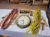 Clock, ropes, tape