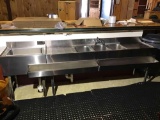 Stainless steel triple sink unit