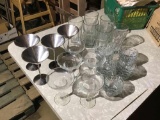 Stainless steel and glass goblets, jelly bowls