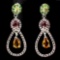 Natural Citrine Chrome Diopside  Ruby Sapphire Earrings