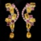 Natural Yellow Citrine Rhodolite Garnet Ruby Earrings