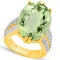 Natural Green Tea Amethyst & Diamond Ring