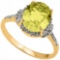 Natural Lemon Topaz & Diamond Ring