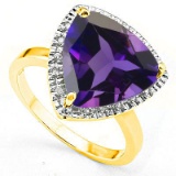 Natural Amethyst & Diamond Ring