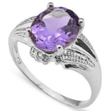 Natural Amethyst & Diamond Ring