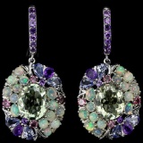 NATURAL AME- TANZANITE RHODOLITE OPAL Earrings