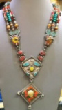 Tibet Natural Amber Tribal Queen Royal Necklace