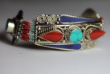 Tibet Hand Made Turquoise Lapiz Lazuli & Coral Bracelet